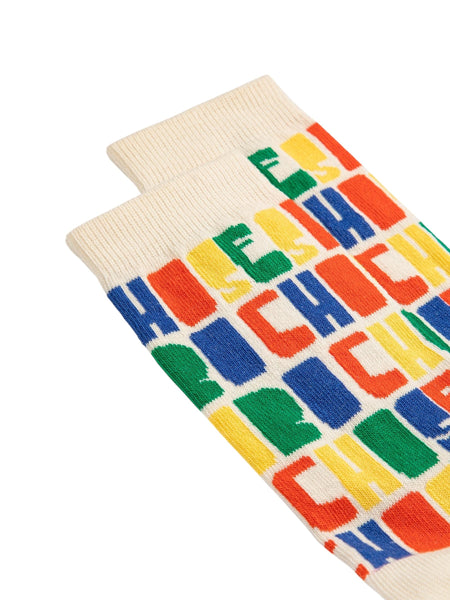 Calzino con logo multicolor all over per neonati e bambini Bobo Choses B126AI045 UNI 