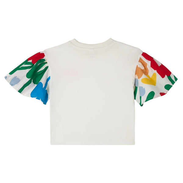 T-shirt bianca con logo e maniche multicolor per bambina Stella McCartney kids TY8B71 101 