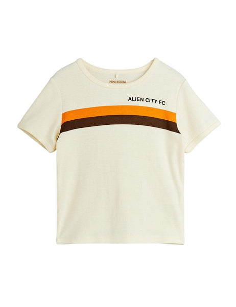 T-shirt panna con righe colorate per neonati e bambini Mini Rodini 2622011611 OFFWHITE 