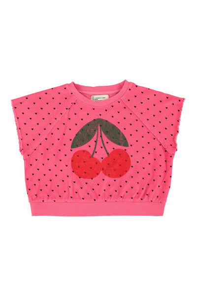 Felpa fucsia in spugna  con stampa all over per bambina Piupiuchick SS26.JRS2617 PINK 