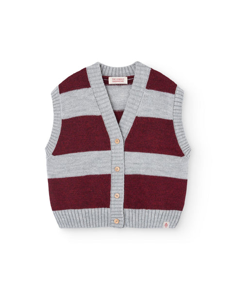 Gilet in maglia a righe grigio e bordeaux per bambini The Animals Observatory F25093 208XX 
