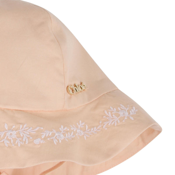 Set abito + cappellino rosa pesca per neonata Chloé C20920 43J 