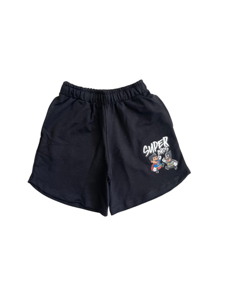 Shorts nero con stampa per neonato e bambino Mousse kids LKBSF220B SUPERBROS 