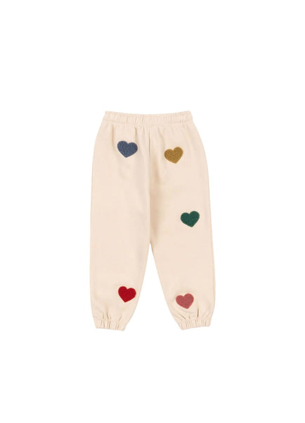 Pantalone in felpa beige con ricami per neonata e bambina Konges slojd KS103870 MULTI HEART 