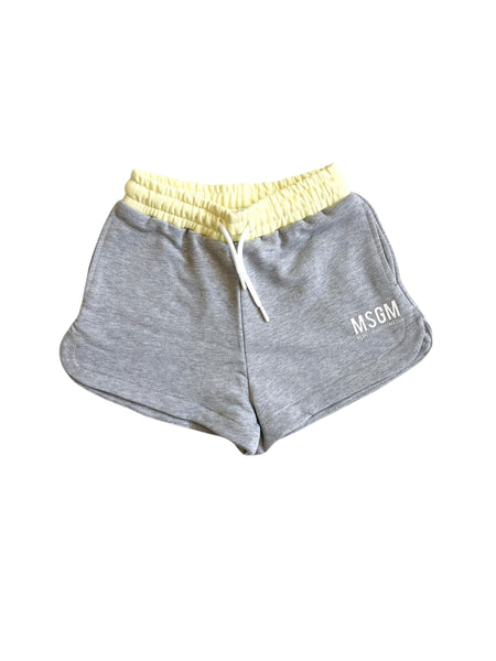 Shorts grigio e giallo con logo per bambina Msgm S6MSJGSH021 271/03 