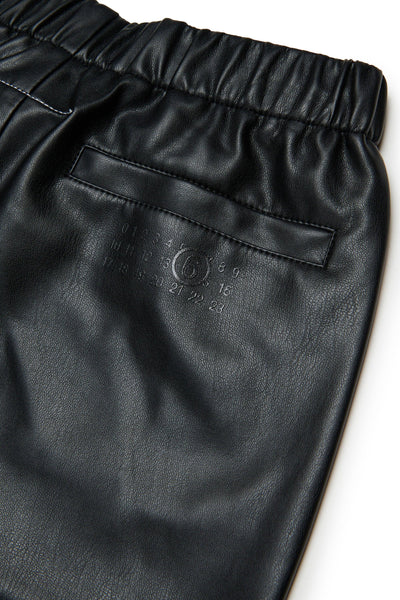 Pantalone nero in ecopelle per bambini MM6 Maison Margiela M60837 M6900 
