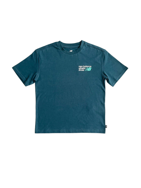 T-shirt verde con logo per bambino New Balance LAKB0295 MEDUSA GREEN 