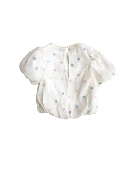 Blusa in organza con applicazioni per neonata e bambina Miss Grant MG1582 PAGLIA 
