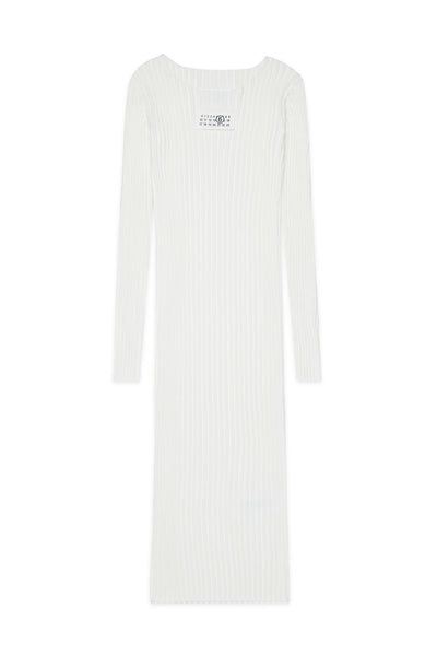 Abito bianco lungo a coste  con logo per bambina MM6 Maison Margiela M60935 M6101 