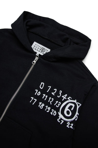 Felpa aperta nera con logo per bambini MM6 Maison Margiela M60872 M6900 