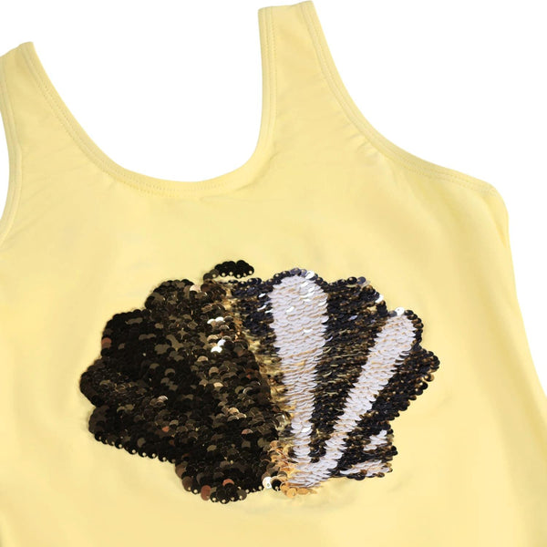 Cosrtume intero giallo con applicazione con paillettes per neonata e bambina Molo NIKA 5217 