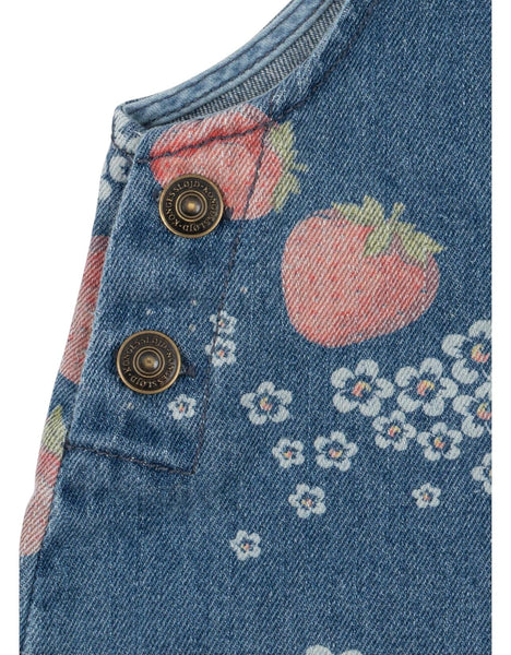 Salopette corta in denim con stampa all over per neonata e bambina Konges slojd KS104972 MARMELADE 