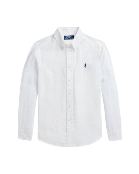 Camicia in lino bianca con logo per bambino Ralph Lauren Kids 323967600003 WHITE 