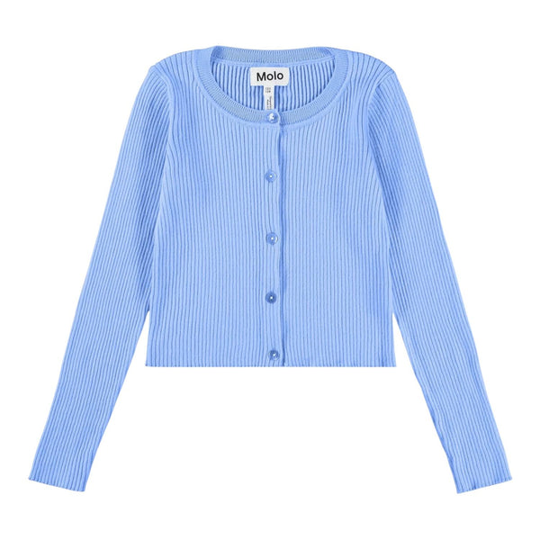 Cardigan celeste a costine per neonata e bambina Molo GISELLE 5637 