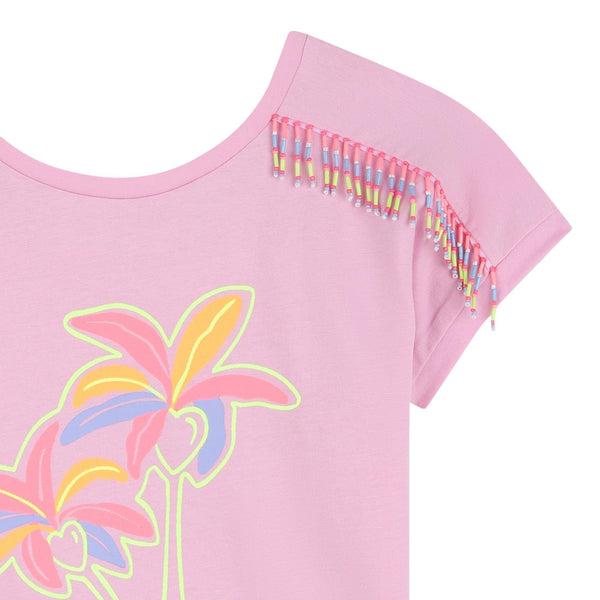 T-shir rosa con stampa e perline per bambina BILLIEBLUSH U22119 46N 