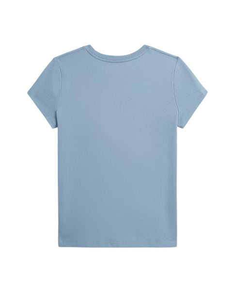 T-shirt celeste con logo per bambina Ralph Lauren Kids 313833549500 YRK 