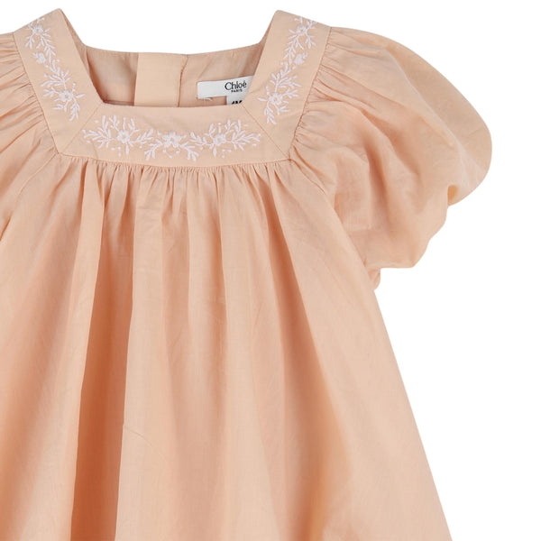 Set abito + cappellino rosa pesca per neonata Chloé C20920 43J 