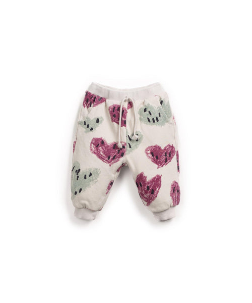 Pantalone in felpa panna con stampa all over per neonata Play up 2AR11602 E712N 