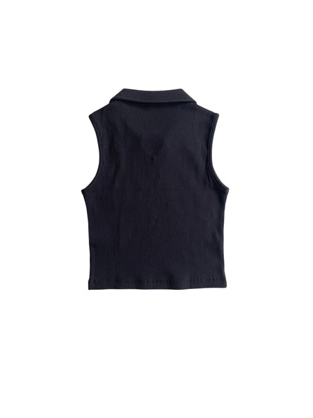 Top nero a costine con colletto per bambina Hinnominate 3646MP00363 BLACK 