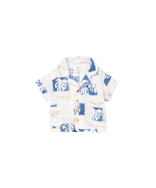 Camicia bianca con stampa all over per neonato Play up 1AS11252 E757N 