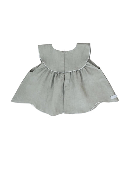 Top in lino verde oliva  per neonata e bambina Gayalab 589A GRAYGREEN 