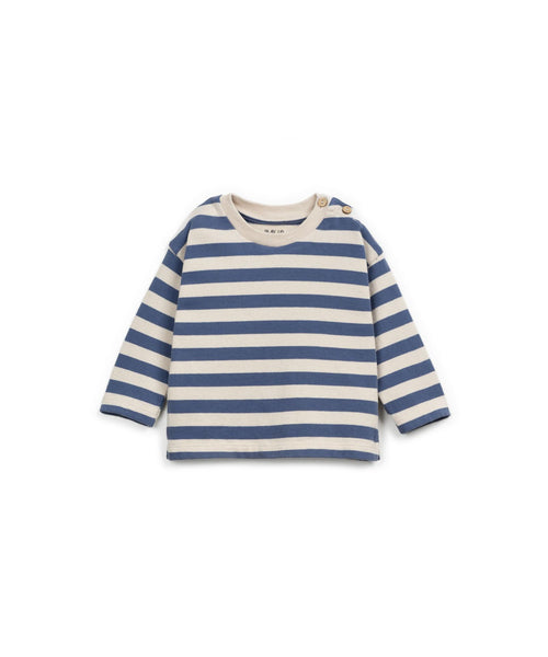 T-shirt a righe panna e blu per neonato Play up 1AR11003 R325B 