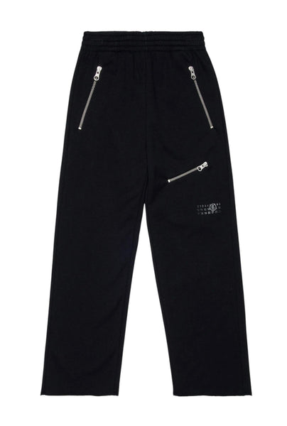 Pantalone nero in felpa con zip per bambini MM6 Maison Margiela M60894 M6900 