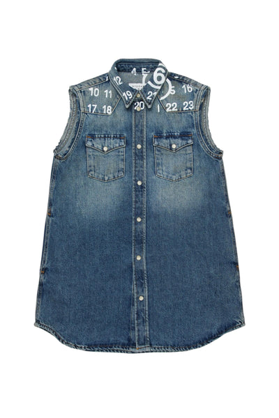 Abito in denim con logo per bambina MM6 Maison Margiela M60945 M601 