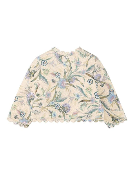Giacca beige trapuntata con stampa floreale per bambina Zimmermann 7409JSS262 CSCFL 