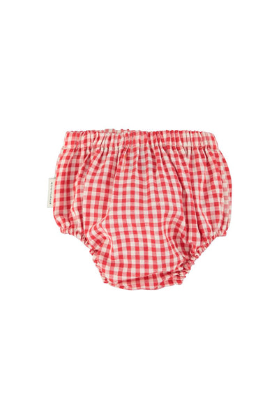Culotte check rosso e bianco per neonata Piupiuchick SS26.BB2608 RED&ECRU 