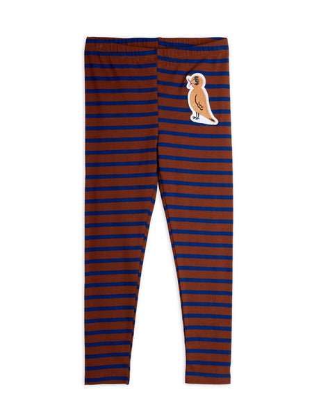 Leggings a righe marrone e blu con patch per neonata e bambina Mini Rodini 2573012316 BROWN 