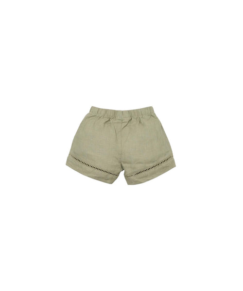 Shorts verde oliva con ricamo per neonata Play up 2AS11701 P7214 