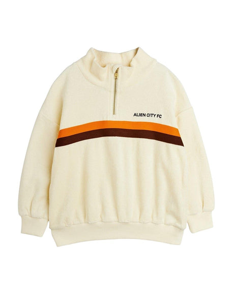 Felpa mezza zip in spugna panna per neonati e bambini Mini Rodini 2622011511 OFFWHITE 