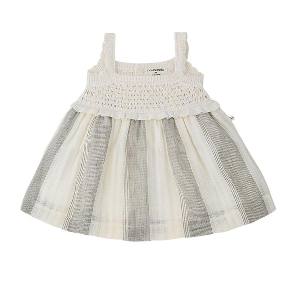 Abito bianco e grigio con motivo a righe per neonata 1+ more in the family FONTCLARA GREY 