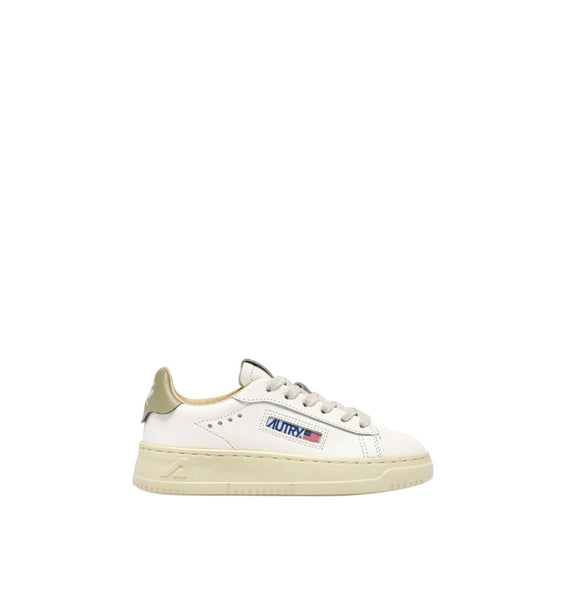 Sneakers in pelle panna e verde per bambini Autry KDLK FF07 