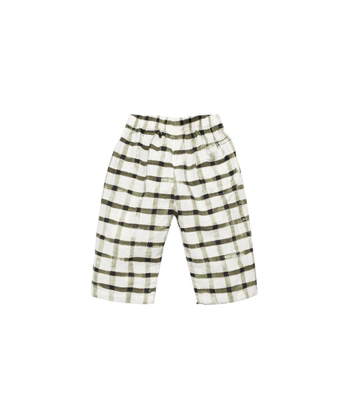 Pantalone bianco a quadri verdi per neonato Play up 1AS11606 E773N 
