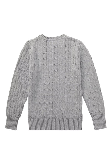 Maglia in cotone a trecce grigia con logo per bambino Ralph Lauren Kids 323702674041 GREY 