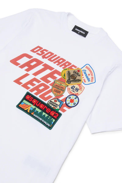 T-shirt bianca con logo per bambino Dsquared2 DQ3165 DQ100 
