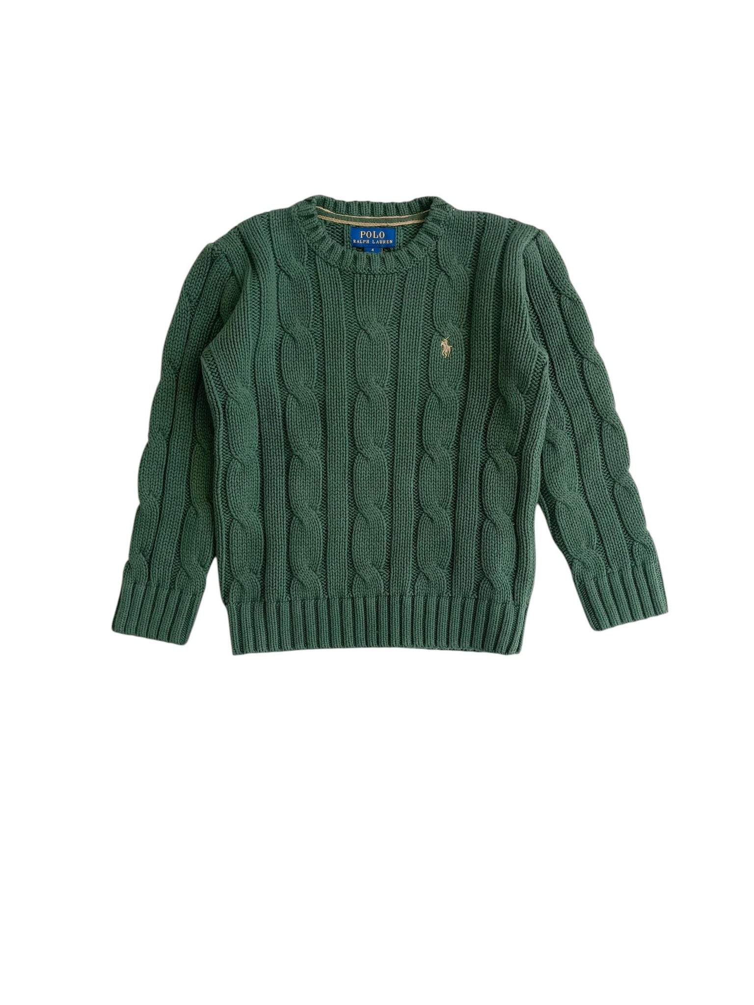 Maglia verde in cotone a trecce per neonato e bambino Ralph Lauren Kids 322981036002 BOTTLE GREEN 