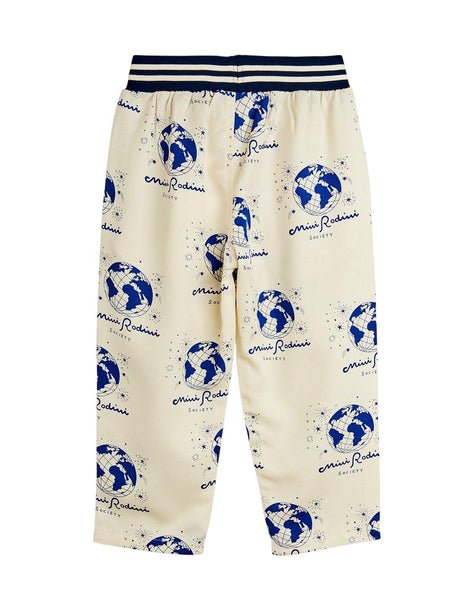 Pantalone panna con dettagli blu e stampa all over per neonati e bambini Mini Rodini 2623010610 WHITE 