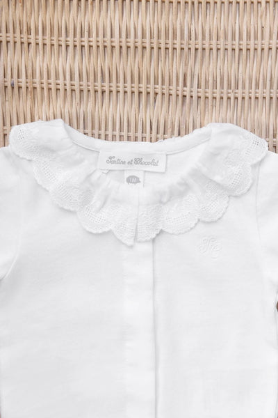Body bianco con colletto ricamto per neonata Tartine et Chocolat CC11030-01 BLANC 