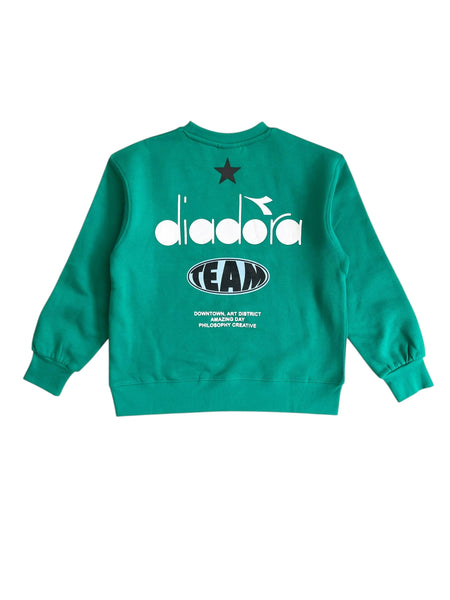 Felpa verde con stampe per bambino Diadora F5DIJBSW002 080 