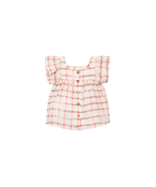 Blusa a quadri rosa e verde per neonata Play up 2AS11301 E777P 