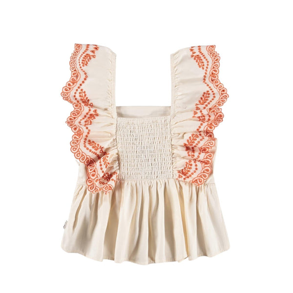 Top panna con ricami arancio per bambina Molo ROSAMOND 2444 