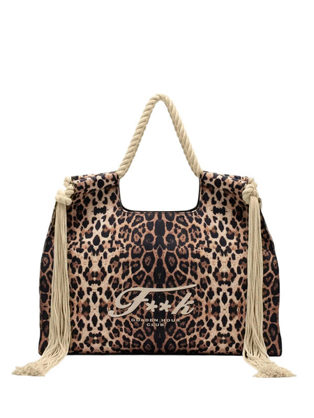 Borsa da mare con stampa leopardata e logo F**K FA26-SW0081X02 FANT 