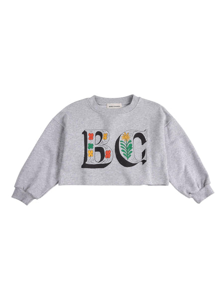 Felpa grigia cropped con stampa per neonata e bambina Bobo Choses B126AC045 UNI 