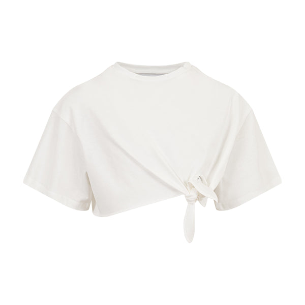 T-shirt cropped bianca per bambina Doudou DY8A11 101 