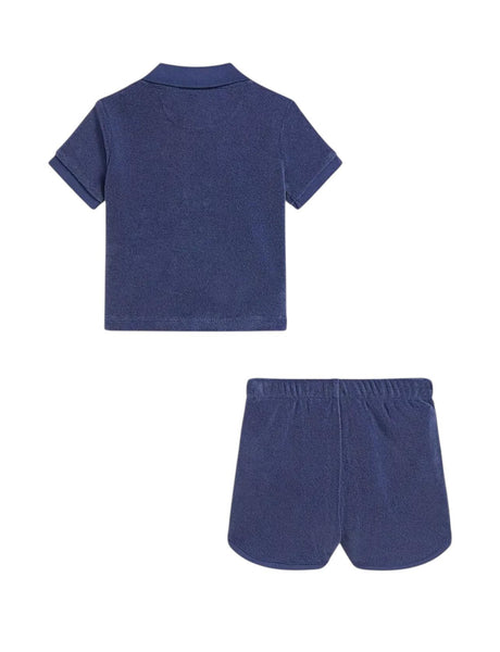 Polo e short in spugna blu con logo per neonato Ralph Lauren Kids 320B14079002 LIGHT NAVY 