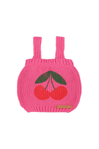 Top in maglia fucsia con stampa per bambina Piupiuchick SS26.TRC2602A PINK 