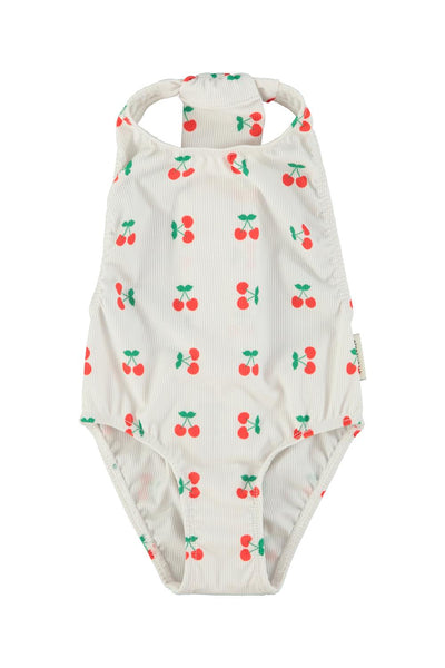 Costume bianco con stampa all over per neonata e bambina Piupiuchick SS26.BNH2604A ECRU 